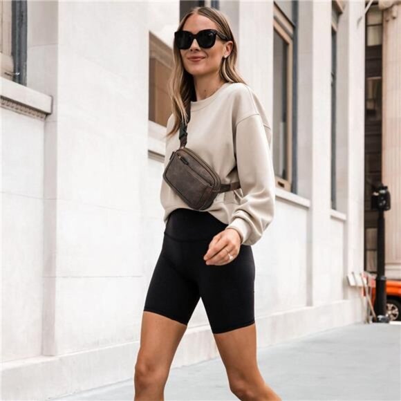 Mini Crossbody Waist Bag Adjustable Strap, Coffee - Picture 2 of 6